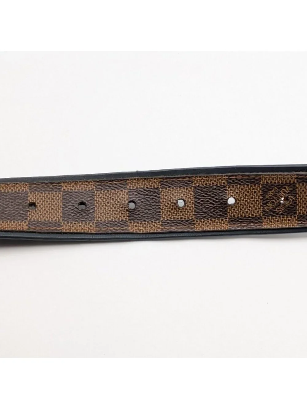 Louis Vuitton Ceinture Sidney Damier Belt Logo Silver Brown Navy